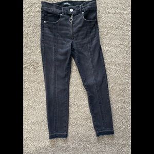 Express front zip black jeans